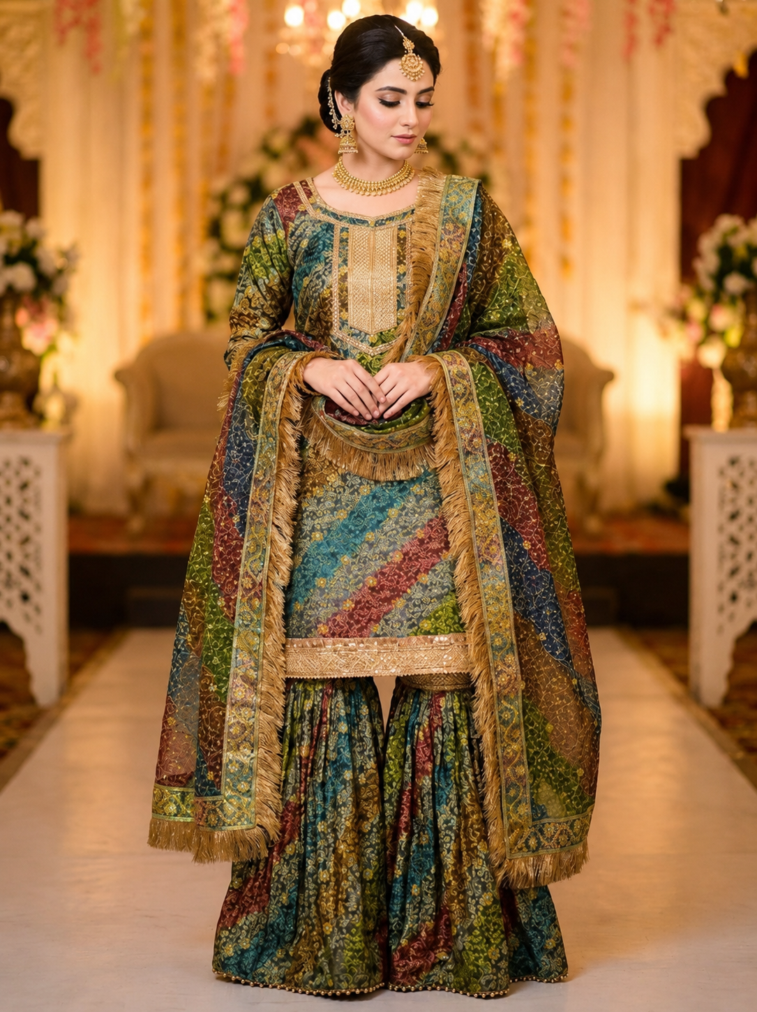 Premium Multicolor Banarasi Gharara Set for Women