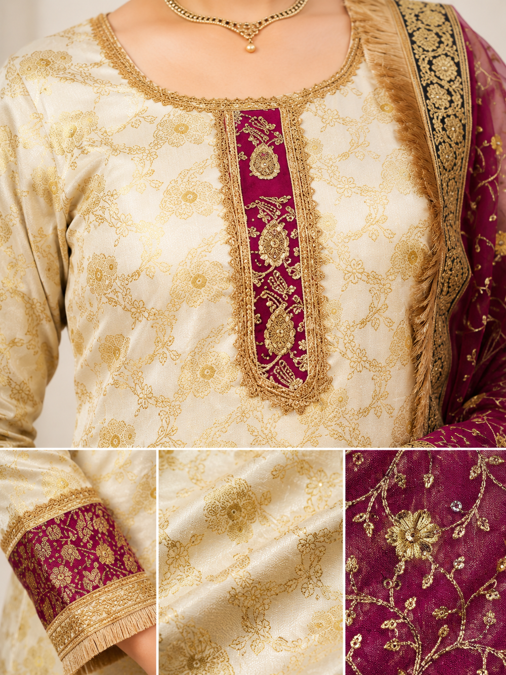Royal Banarasi Gharara Set – Magenta & Gold