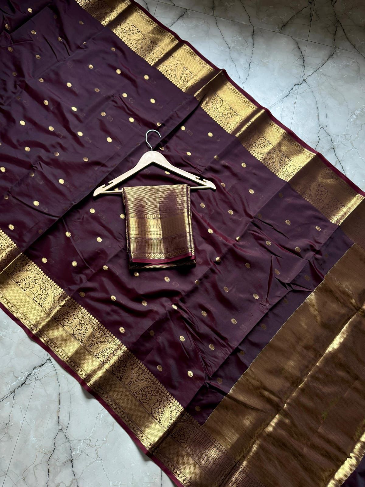 Banarasi Silk Saree with Golden Zari Border