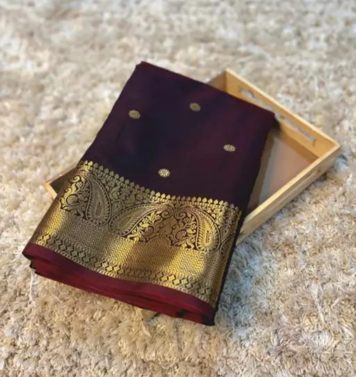 Banarasi Silk Saree with Golden Zari Border